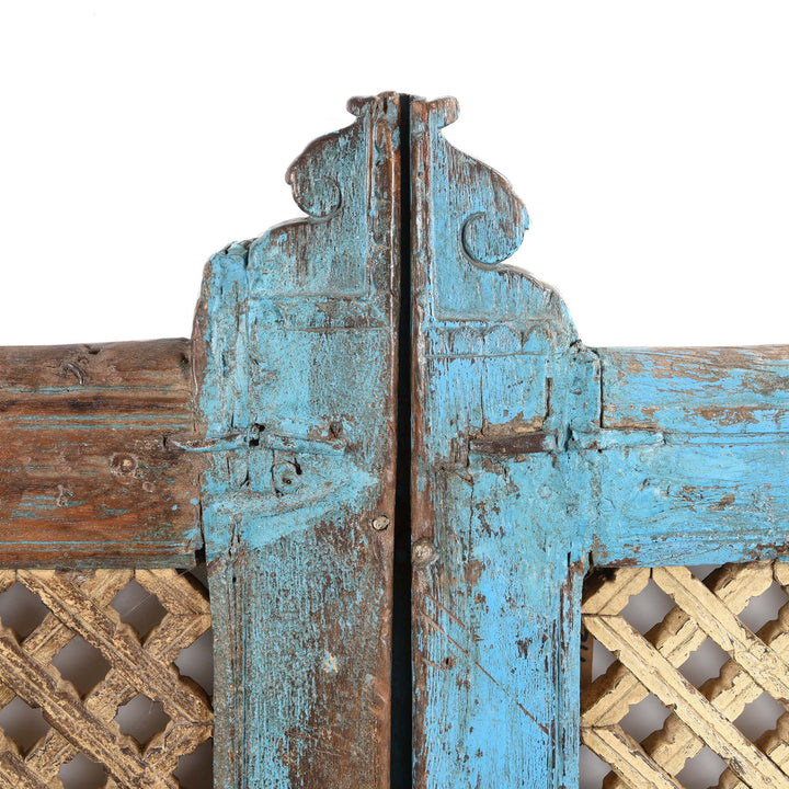 Wooden Carving Detail From Painted Teak Dog Gate From Gujarat - 19thC | Indigo Antiques