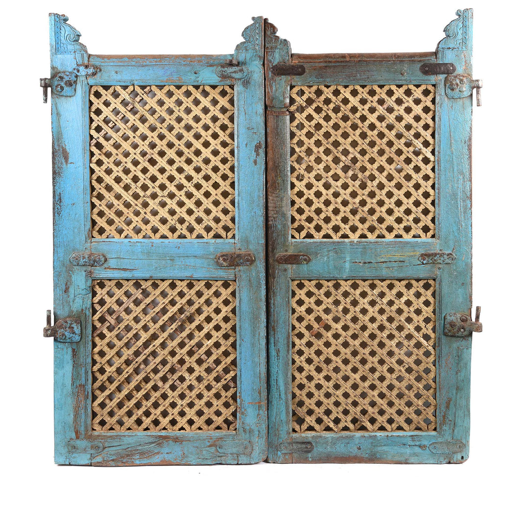 Painted Teak Dog Gate From Gujarat - 19thC | Indigo Antiques