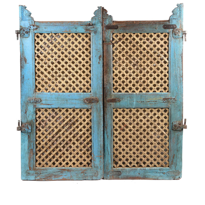 Painted Teak Dog Gate From Gujarat - 19thC | Indigo Antiques