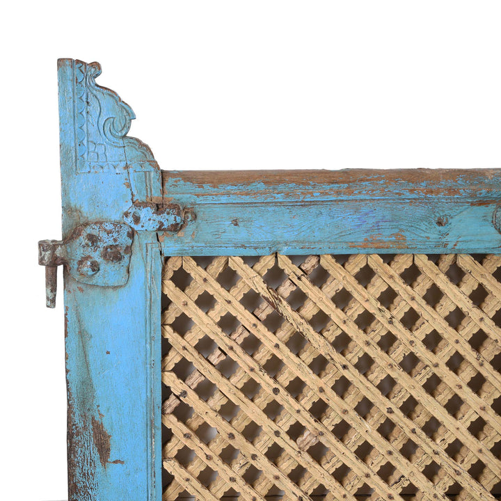 Corner Detail From Painted Teak Dog Gate From Gujarat - 19thC | Indigo Antiques