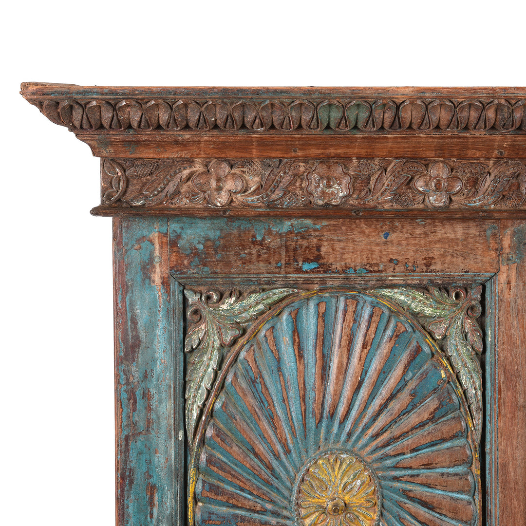 Carved Sunburst Portugese Antique Almirah Cabinet | Indigo Antiques 