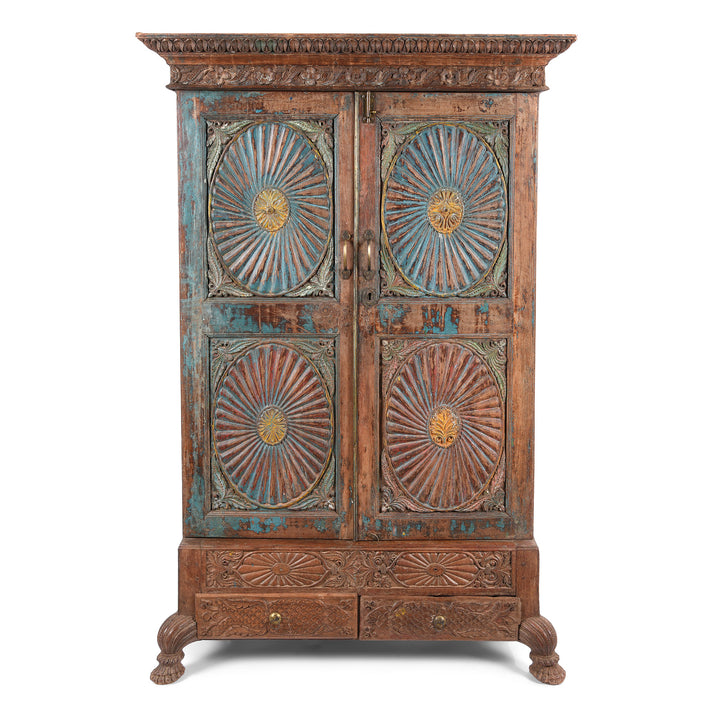 Antique Painted Indian Almirah Cabinet From Gujarat - 19thC | Indigo Antiques