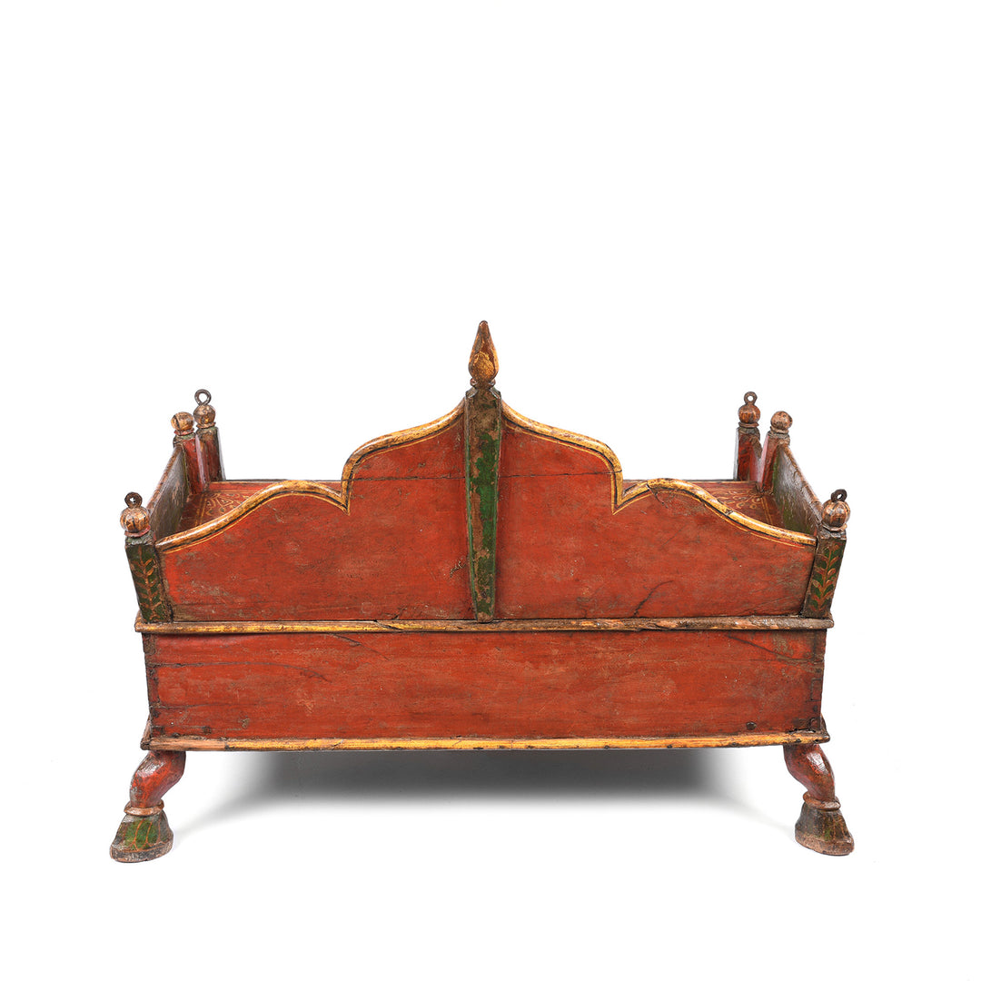 Back Of Antique Painted Teak Singhasan From Bikaner -  India  - 19thC | Indigo Antiques
