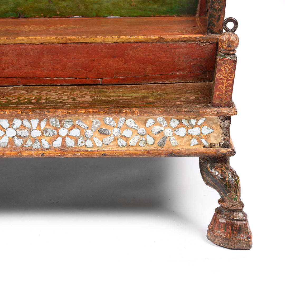 Leg Detail From Antique Painted Teak Singhasan From Bikaner -  India  - 19thC | Indigo Antiques