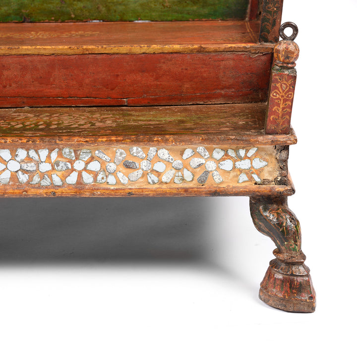 Leg Detail From Antique Painted Teak Singhasan From Bikaner -  India  - 19thC | Indigo Antiques