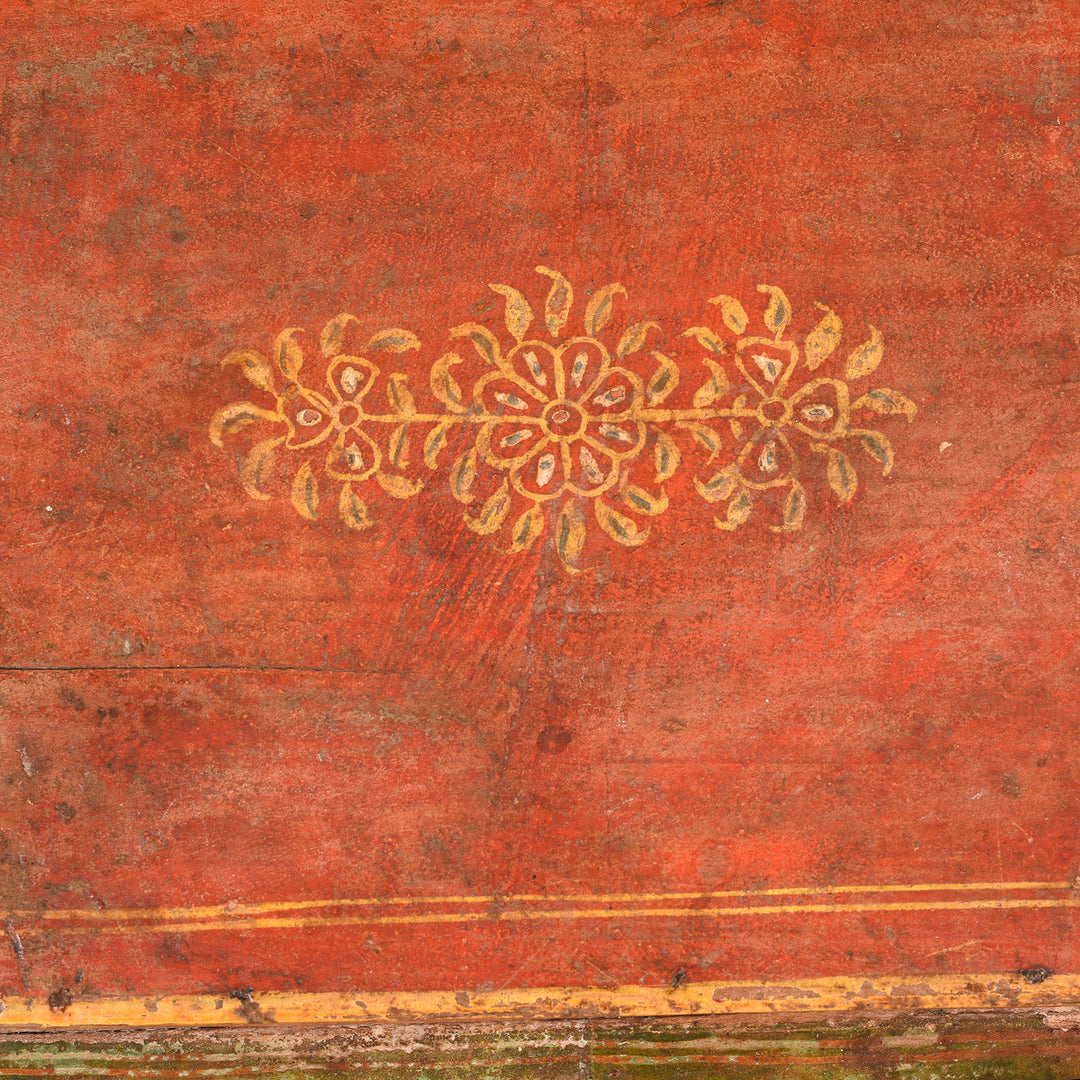 Paintwork Design Detail From Antique Painted Teak Singhasan From Bikaner -  India  - 19thC | Indigo Antiques