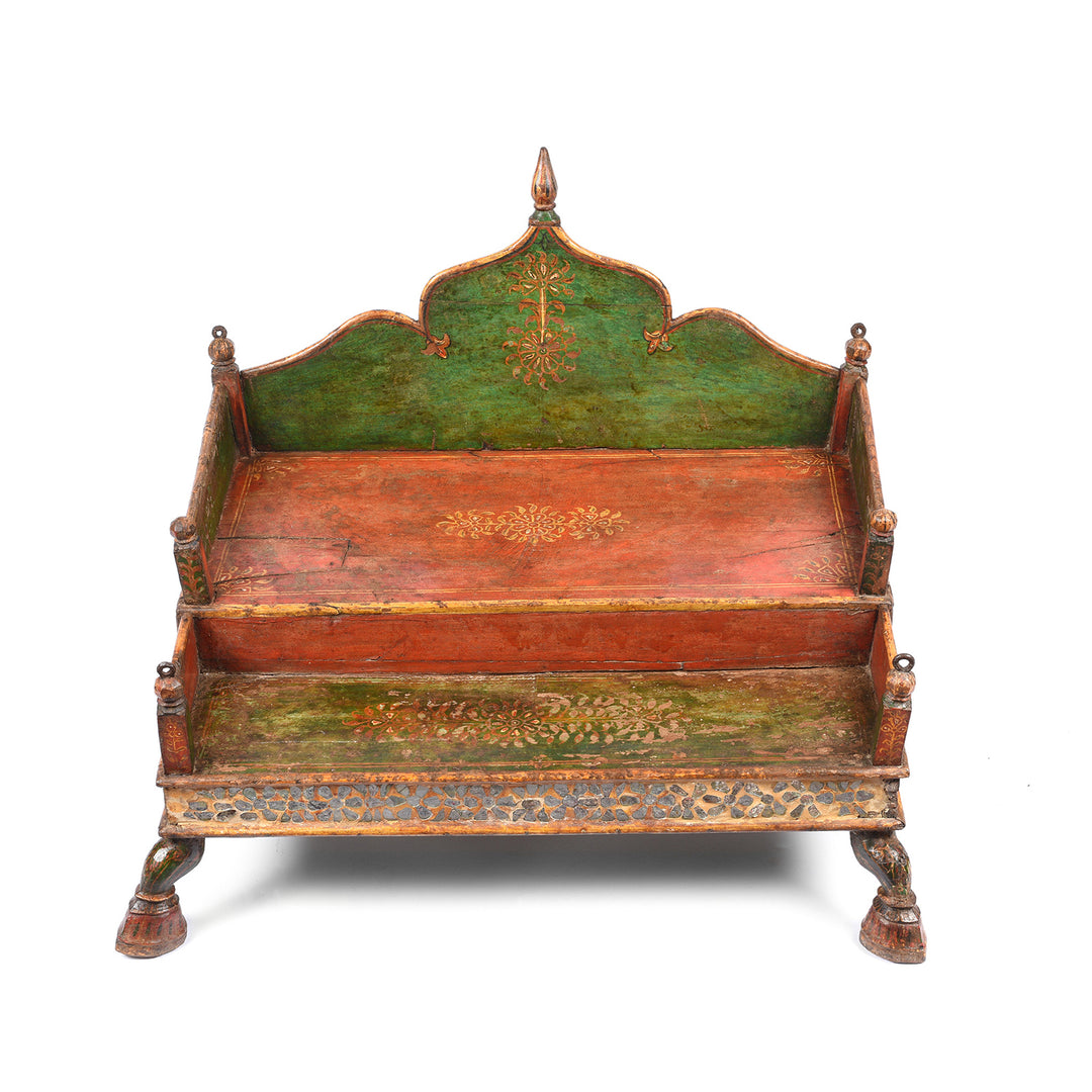 Antique Painted Teak Singhasan From Bikaner -  India  - 19thC | Indigo Antiques