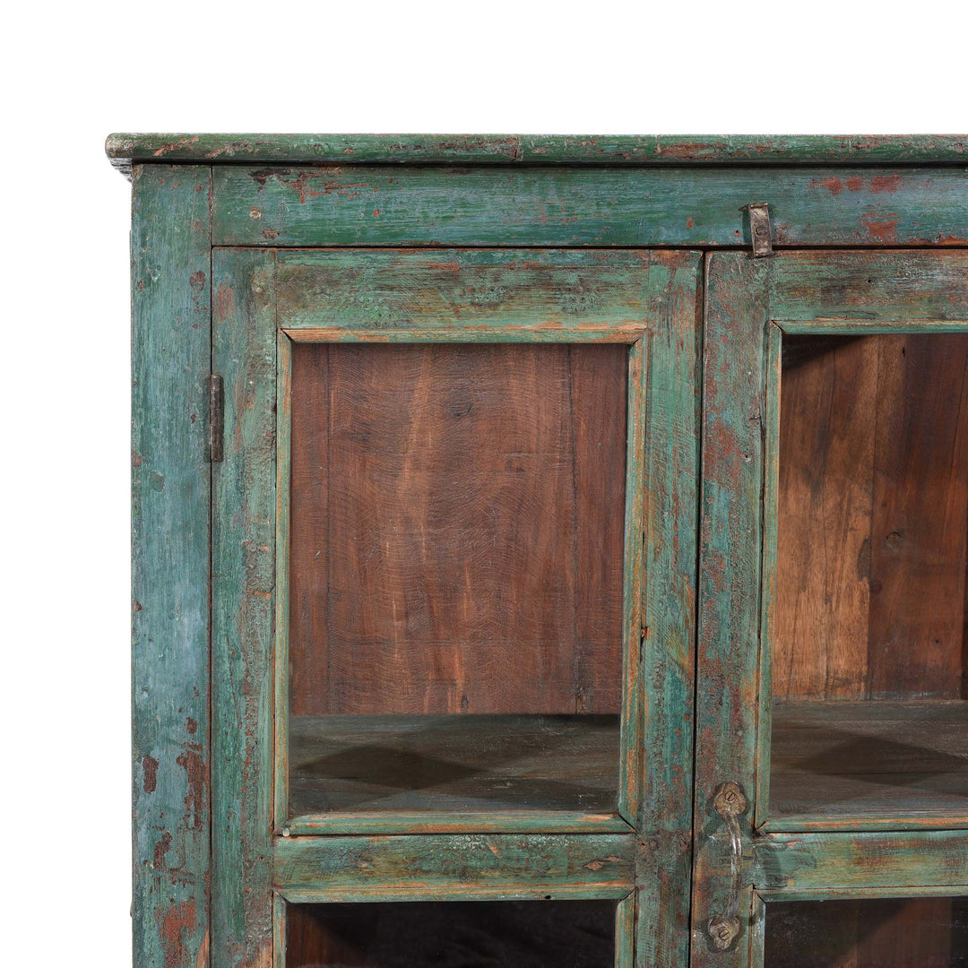 Corner Detail From Vintage Painted Display Cabinet - Early 20thC | Indigo Antiques