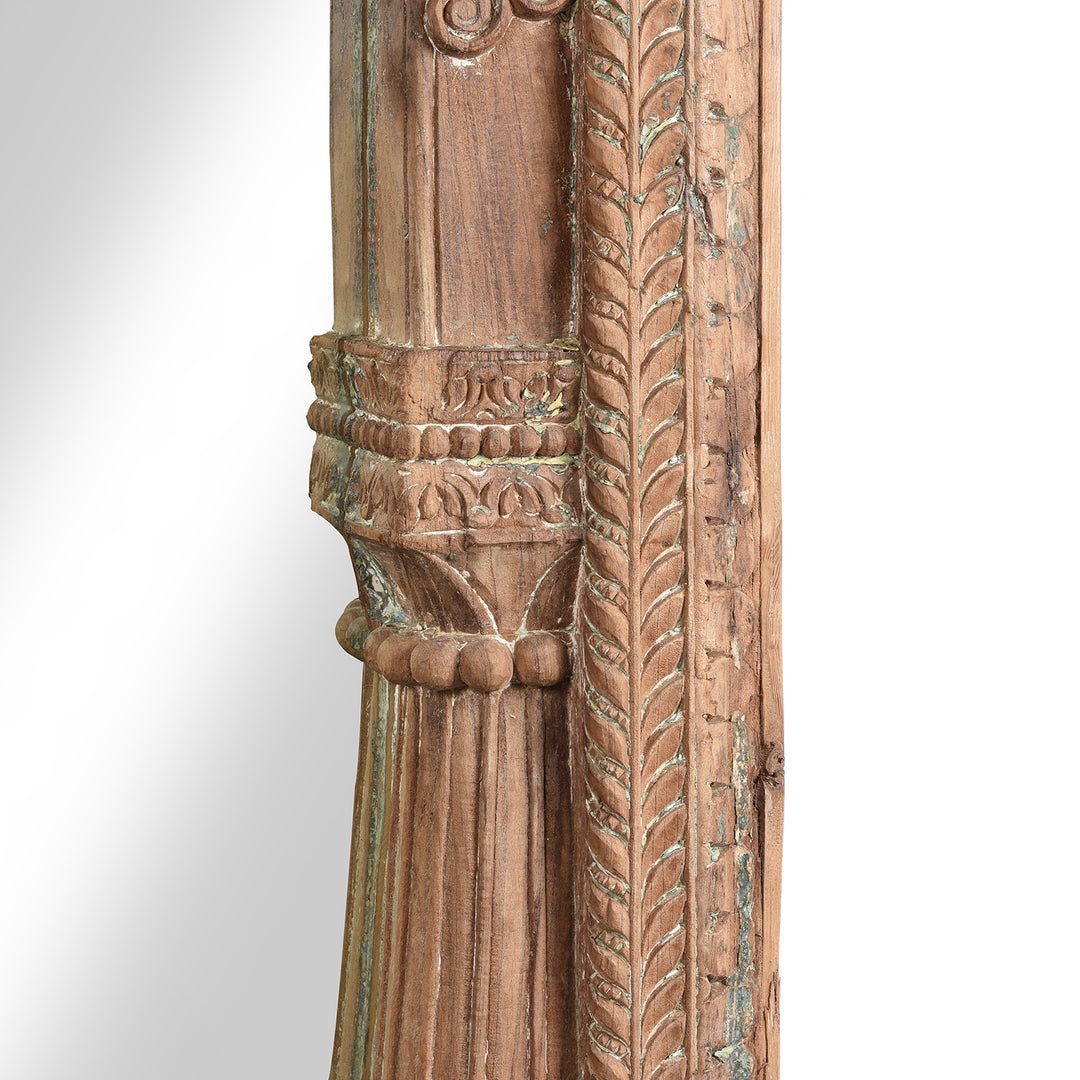 Carving Detail From Indian Mirror Made From An Old Painted Window - 19thC | Indigo Antiques