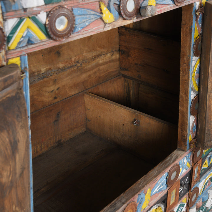 Interior Compartment In Indian "Damchiya" Dowry Chest From Kutch - Ca 1920 | Indigo Antiques