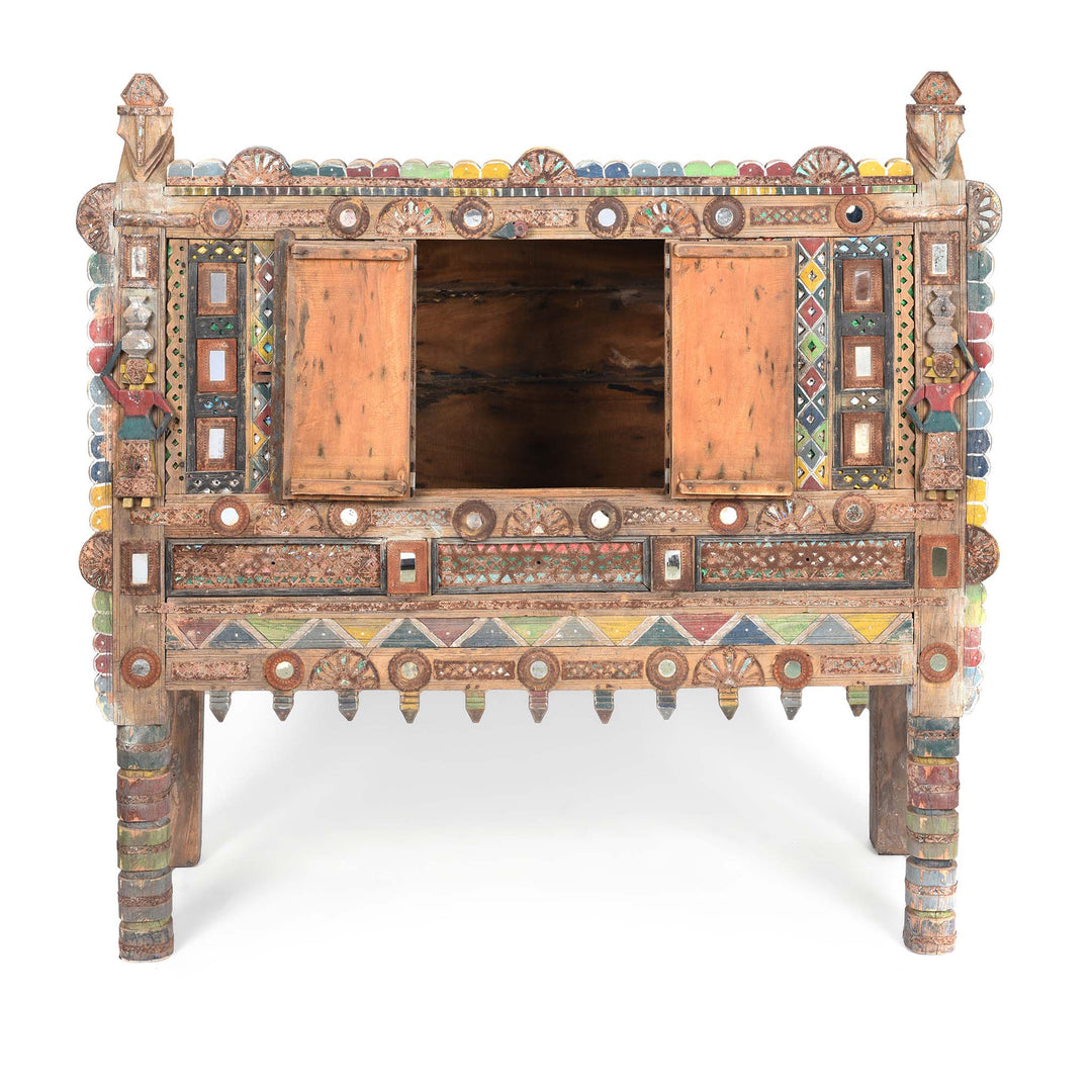 Open View Of Indian "Damchiya" Dowry Chest From Kutch - Ca 1920 | Indigo Antiques