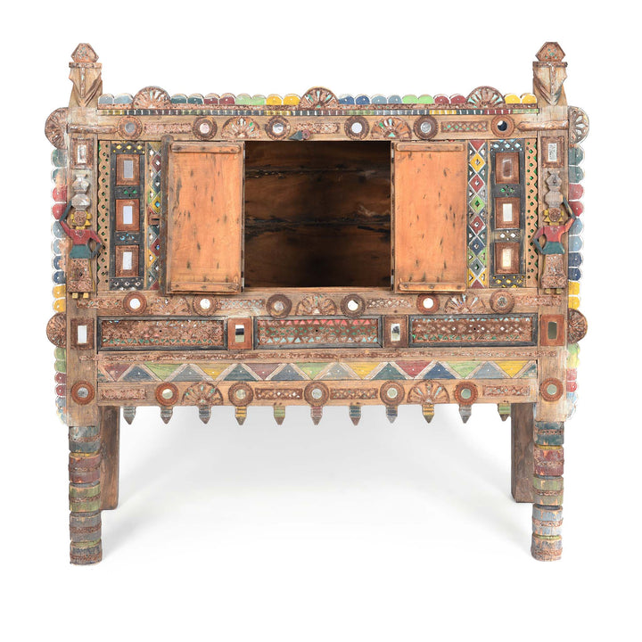 Open View Of Indian "Damchiya" Dowry Chest From Kutch - Ca 1920 | Indigo Antiques