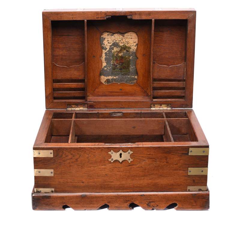 Open View Of Brass Bound Teak Box From Rajasthan - 19thC | Indigo Antiques