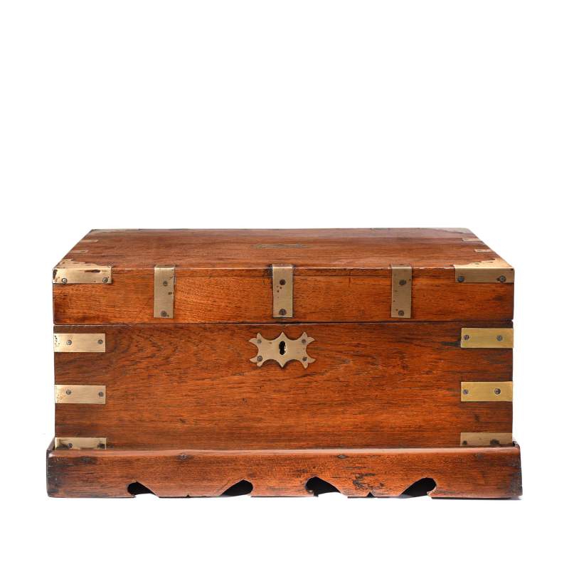 Brass Bound Teak Box From Rajasthan - 19thC | Indigo Antiques
