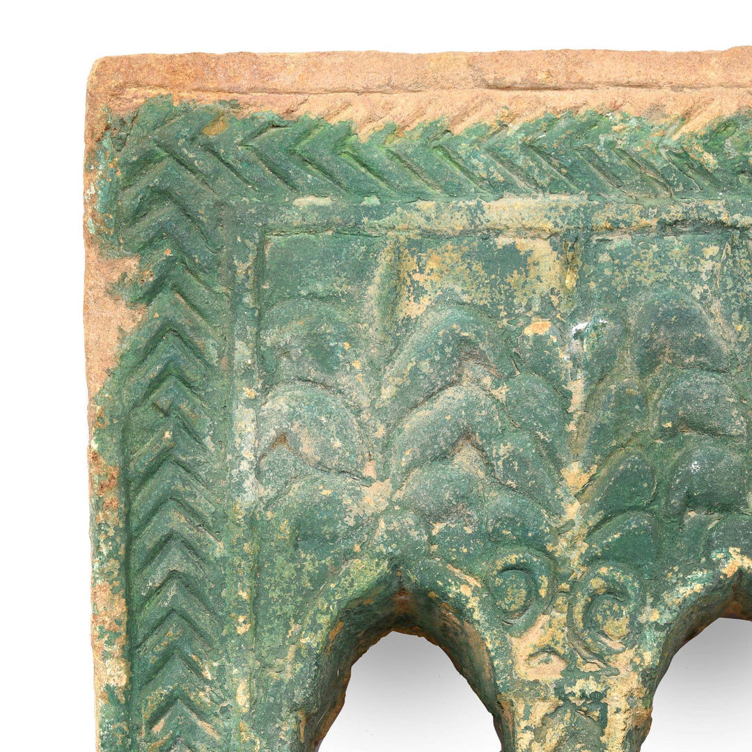 Corner Detail From 3 Way Stone Lamp Niche From Jaisalmer- 19thC | Indigo Antiques