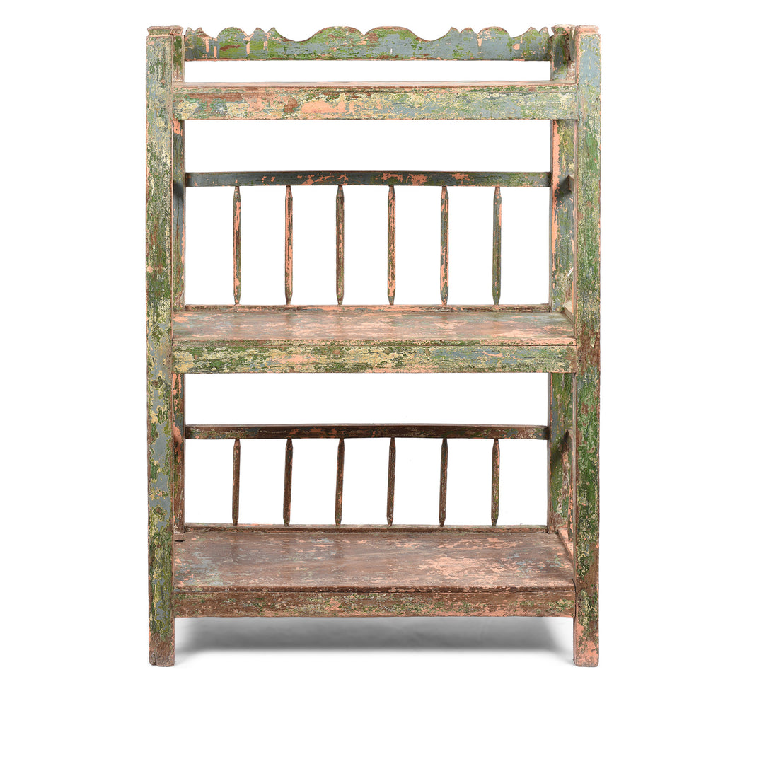 Vintage Painted Indian Teak Shelf - Ca 1930 | Indigo Antiques