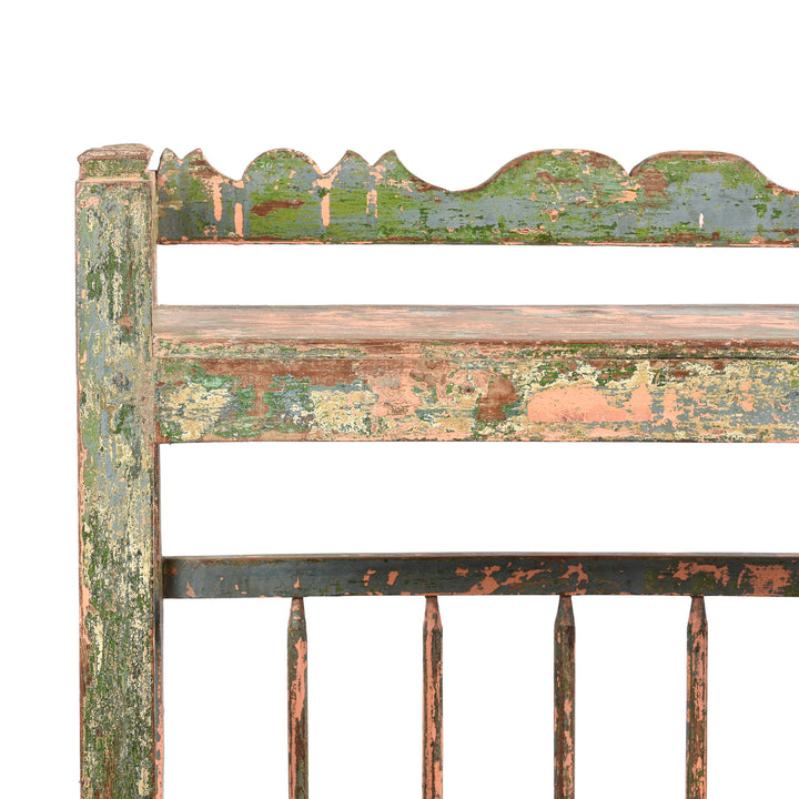 Corner View Of Vintage Painted Indian Teak Shelf - Ca 1930 | Indigo Antiques