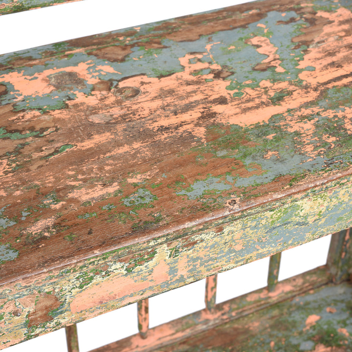 Paintwork Detail From Vintage Painted Indian Teak Shelf - Ca 1930 | Indigo Antiques