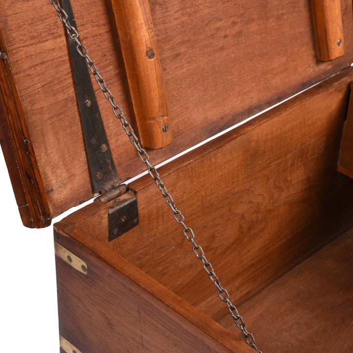 Chain Detail From Brass Bound Teak Chest From India - 19thC | Indigo Antiques