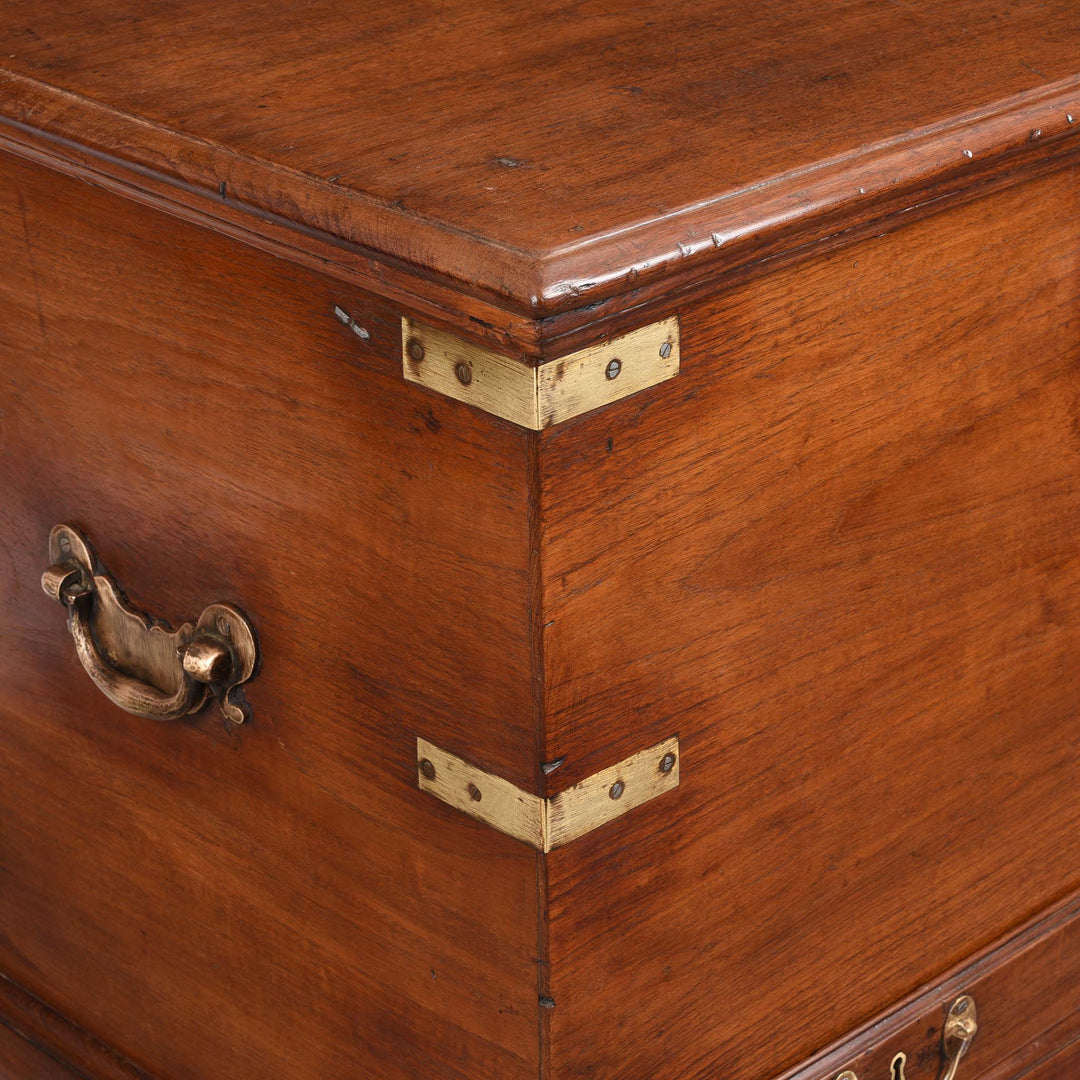 Brass Binding Detail From Brass Bound Teak Chest From India - 19thC | Indigo Antiques