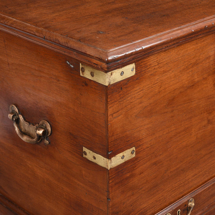 Brass Binding Detail From Brass Bound Teak Chest From India - 19thC | Indigo Antiques