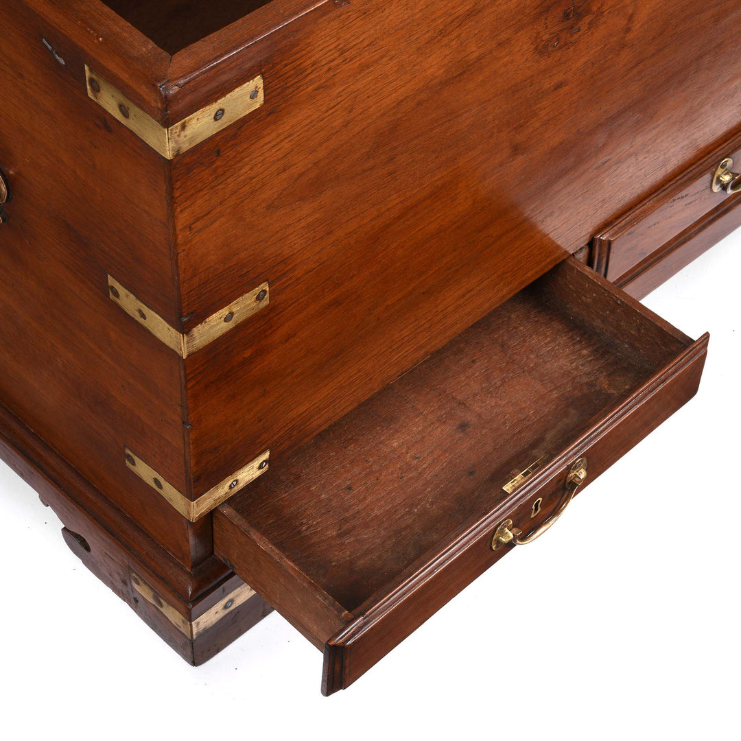 Drawer Detail From Brass Bound Teak Chest From India - 19thC | Indigo Antiques
