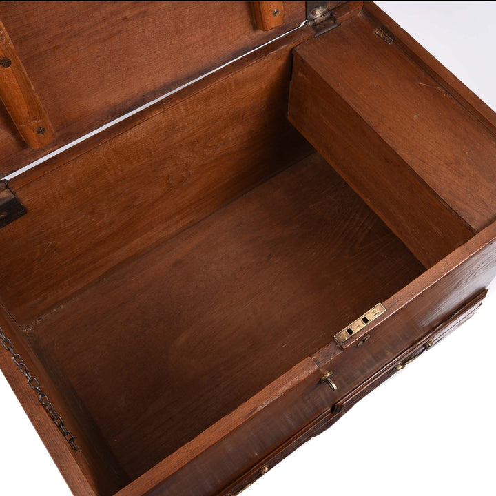 Interior Detail From Brass Bound Teak Chest From India - 19thC | Indigo Antiques