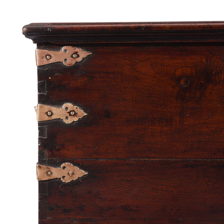 Corner Detail From Brass Bound Teak Chest - 19thC | Indigo Antiques