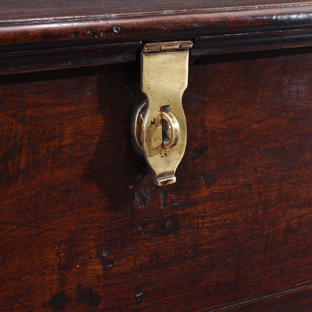 Latch View Of Brass Bound Teak Chest - 19thC | Indigo Antiques
