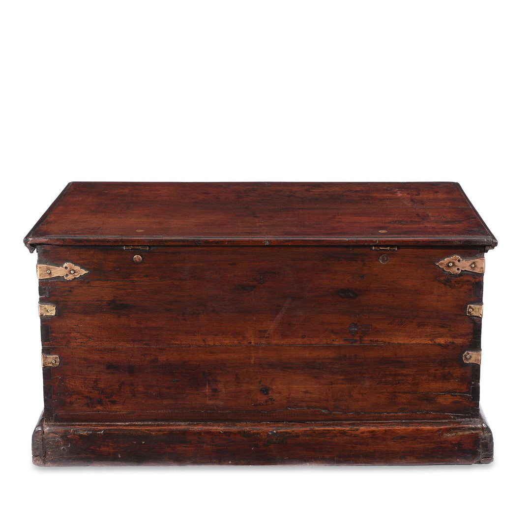 Reverse Of Brass Bound Teak Chest - 19thC | Indigo Antiques