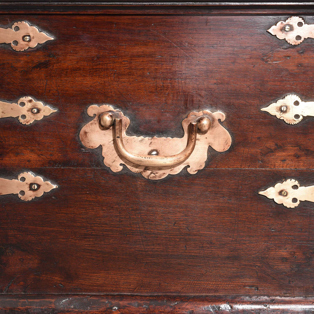 Handle View Of Brass Bound Teak Chest - 19thC | Indigo Antiques