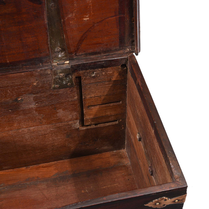 Interior Detail From Brass Bound Teak Chest - 19thC | Indigo Antiques
