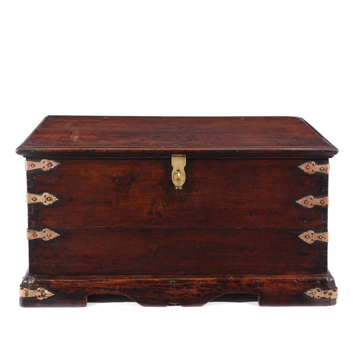 Angled View Of Chip Carved Dowry Hut Box From Jaisalmer - Rajasthan - 19thC | Indigo Antiques