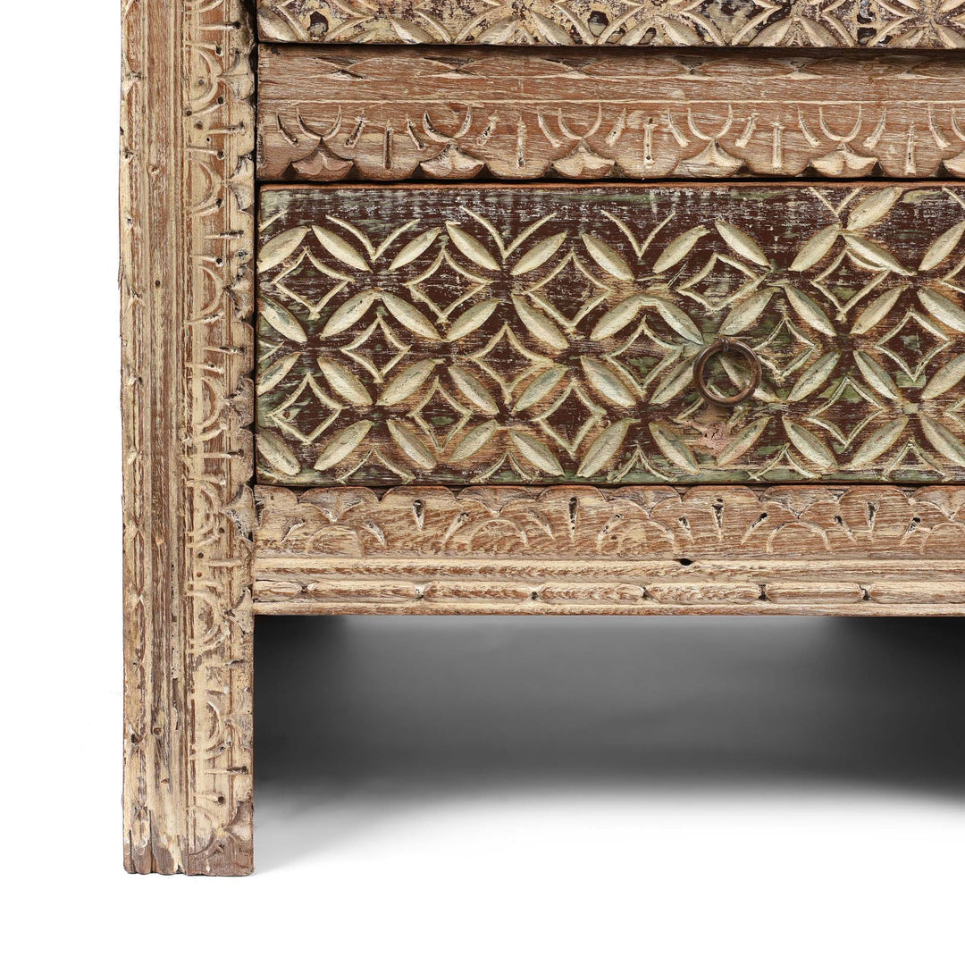 Leg Detail From 4 Drawer Bedside Cabinet Made From Reclaimed Teak | Indigo Antiques