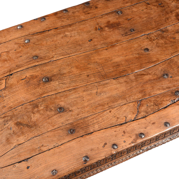 Top Of Indian Acacia Wood Takhat Coffee Table From Rajasthan- 19thC | Indigo Antiques