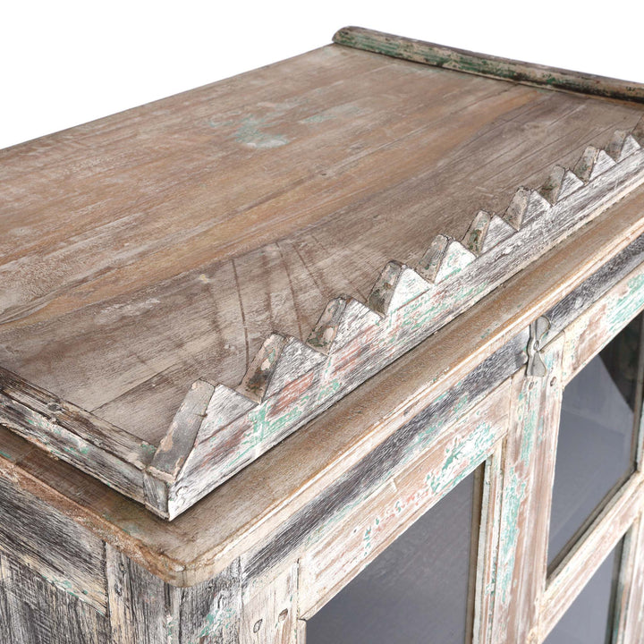 Top Of Vintage Blue Painted Display Cabinet - Ca 1920 | Indigo Antiques