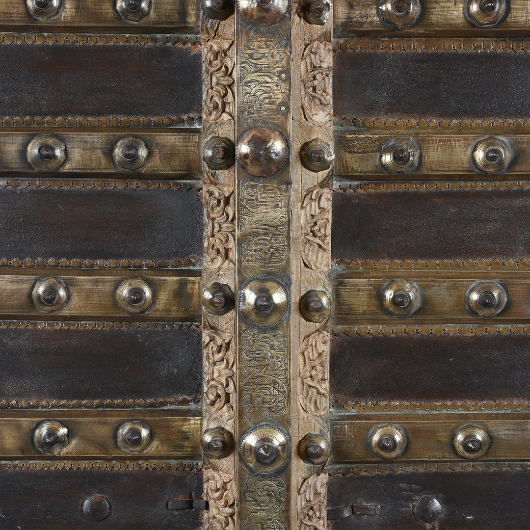Detail From Old Brass Bound Antique Shekhawati Door - 19th Century | Indigo Antiques