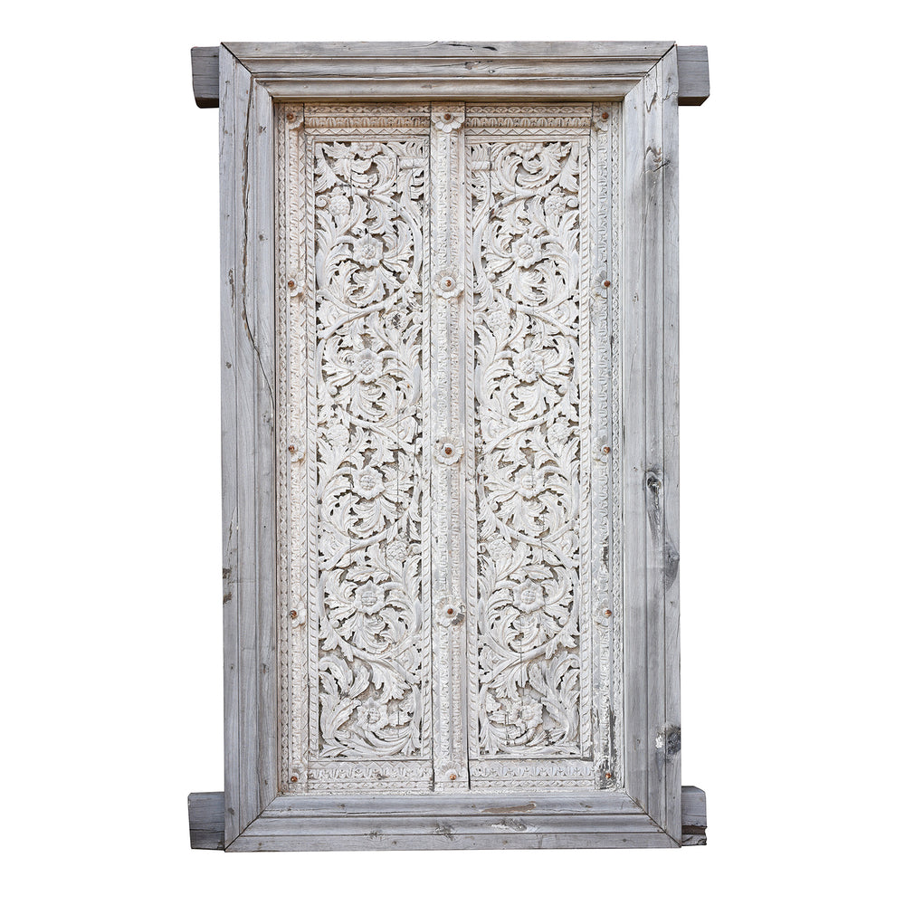 Carved Indian Teak Door & Frame - 19thC | Indigo Antiques