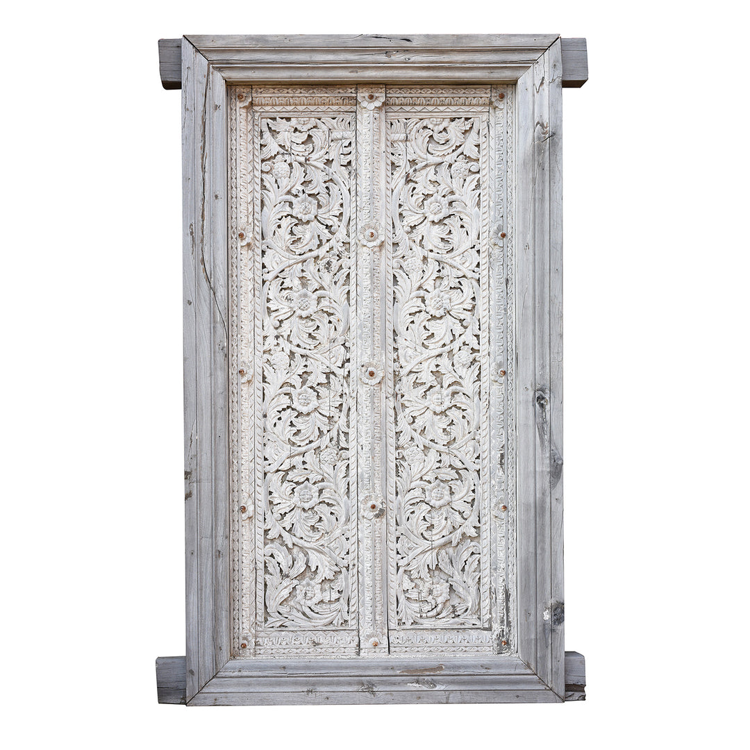 Carved Indian Teak Door & Frame - 19thC | Indigo Antiques