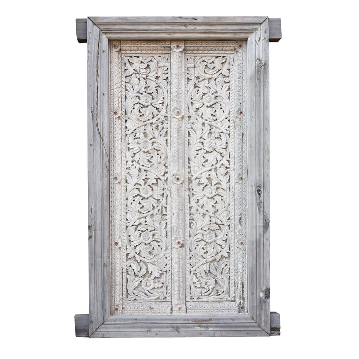 Carved Indian Teak Door & Frame - 19thC | Indigo Antiques
