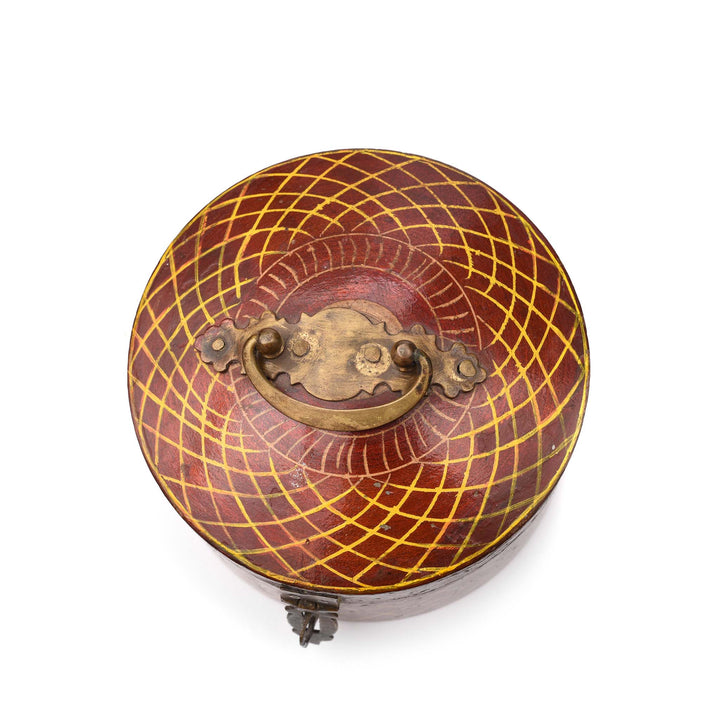 Top Down View Of Old Lacquer Pot From Rajasthan - 19thC | Indigo Antiques