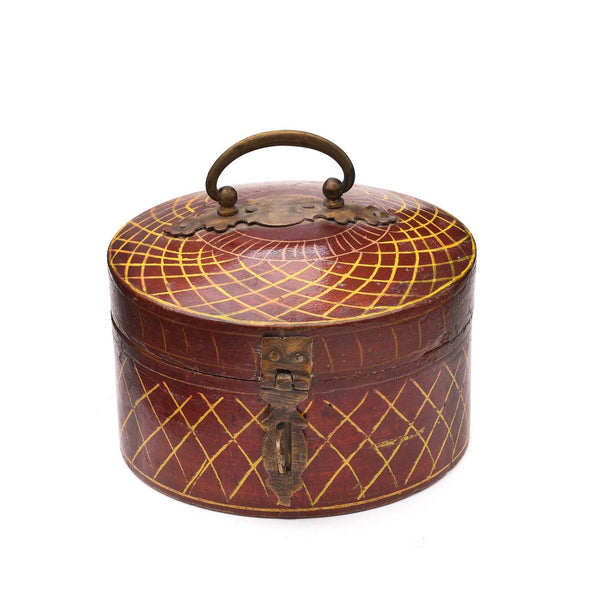 Painted Regency Style Lacquer Pot From Rajasthan - 19thC