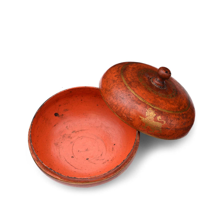 Interior Of Red Lacquer Pot From Rajasthan -19thC | Indigo Antiques