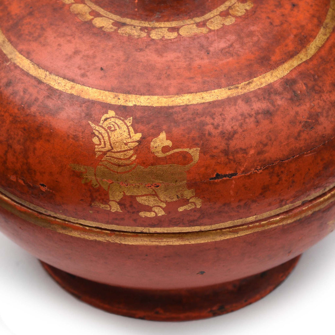 Detail From Red Lacquer Pot From Rajasthan -19thC | Indigo Antiques