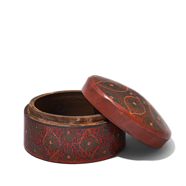 Open Lid Version Old Lacquer Pot From Rajasthan - 19thC | Indigo Antiques