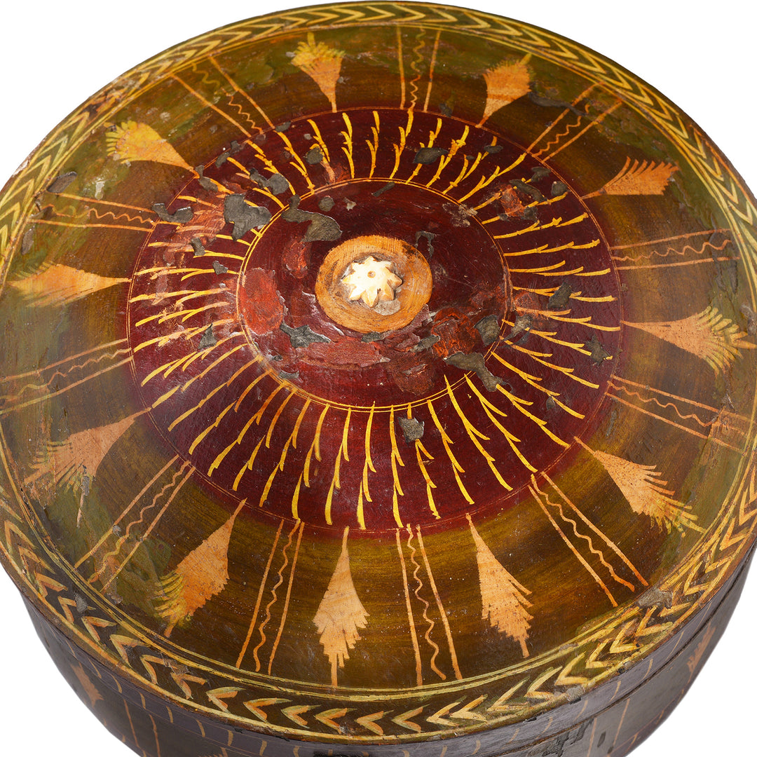 Detail From Indian Lacquer Pot From Rajasthan - 19thC | Indigo Antiques