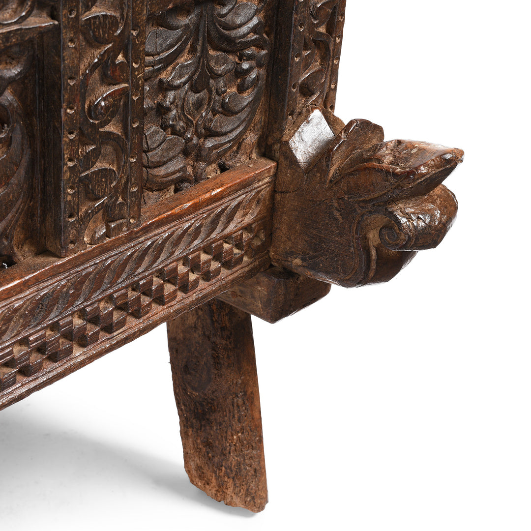 Detail From Carved Indian Teak Dowry Chest - Damchiya From Saurashtra - 19thC | Indigo Antiques