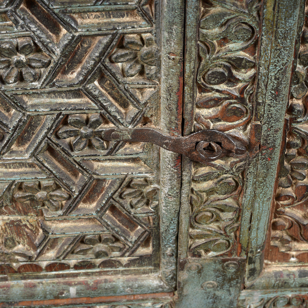 Latch Detail From Antique Carved Teak Manjus Dowry Chest From Gujarat - 19thC | Indigo Antiques
