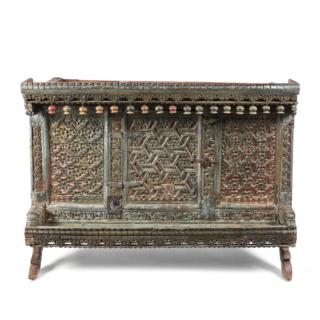 Antique Carved Teak Manjus Dowry Chest From Gujarat - 19thC | Indigo Antiques