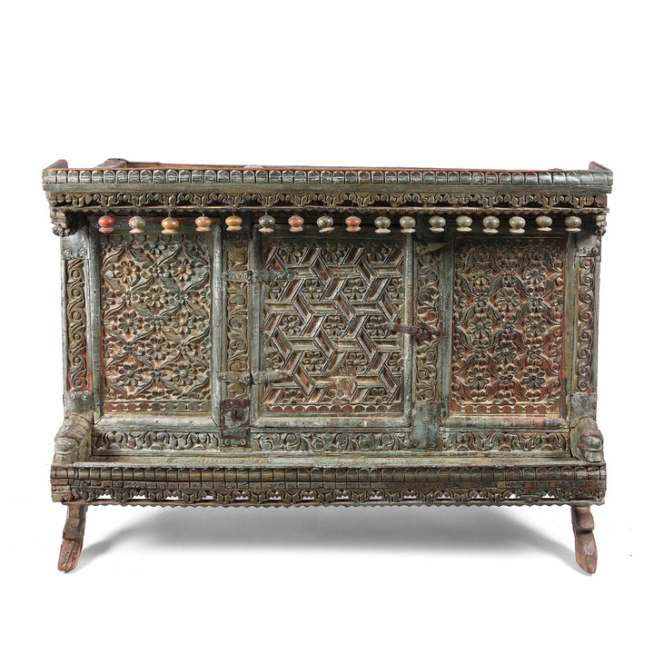 Antique Carved Teak Manjus Dowry Chest From Gujarat - 19thC | Indigo Antiques